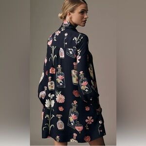 Anthropologie Navy Floral Mini Dress